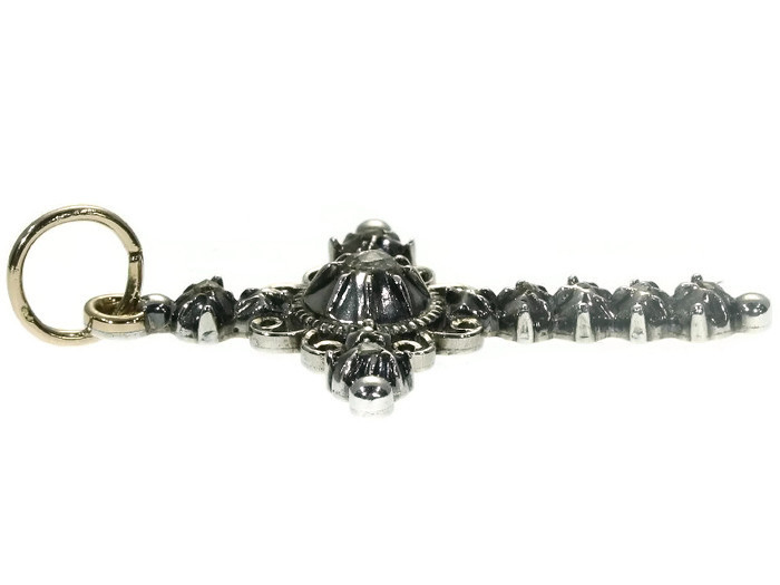 Dutch antique silver and gold cross with rose cut diamonds